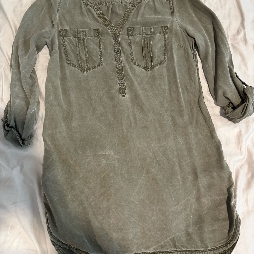Express Olive Green Long Sleeve Tunic